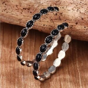 Black Decor Hoop Earrings